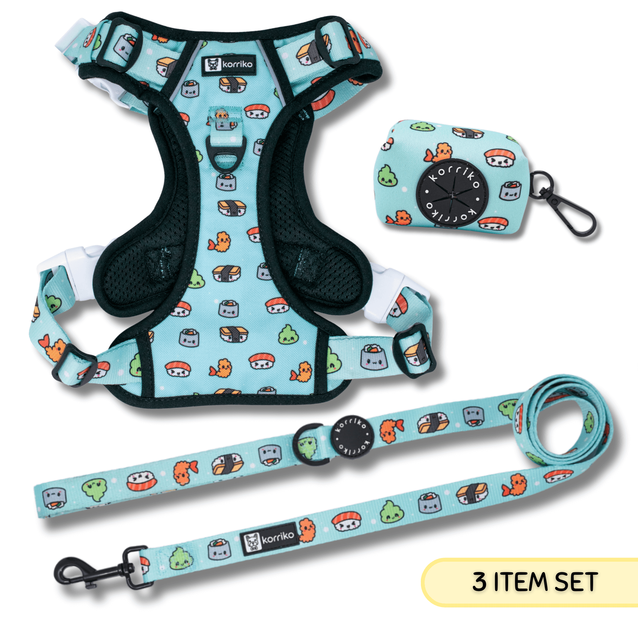 Essential Exploration No-Pull Harness Walk Set - Sushi (3-Piece)