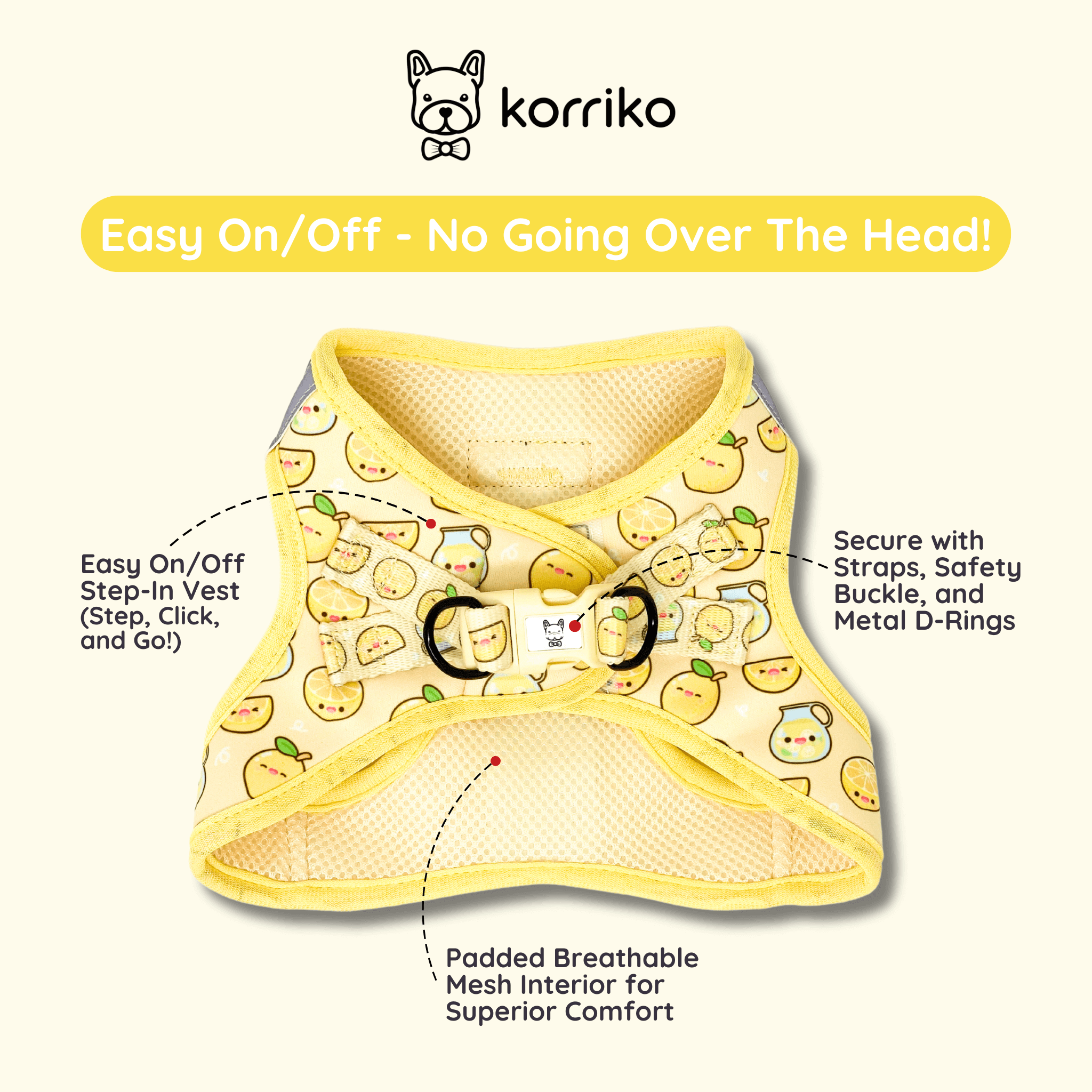 Step-In Dog Harness - Lemonade