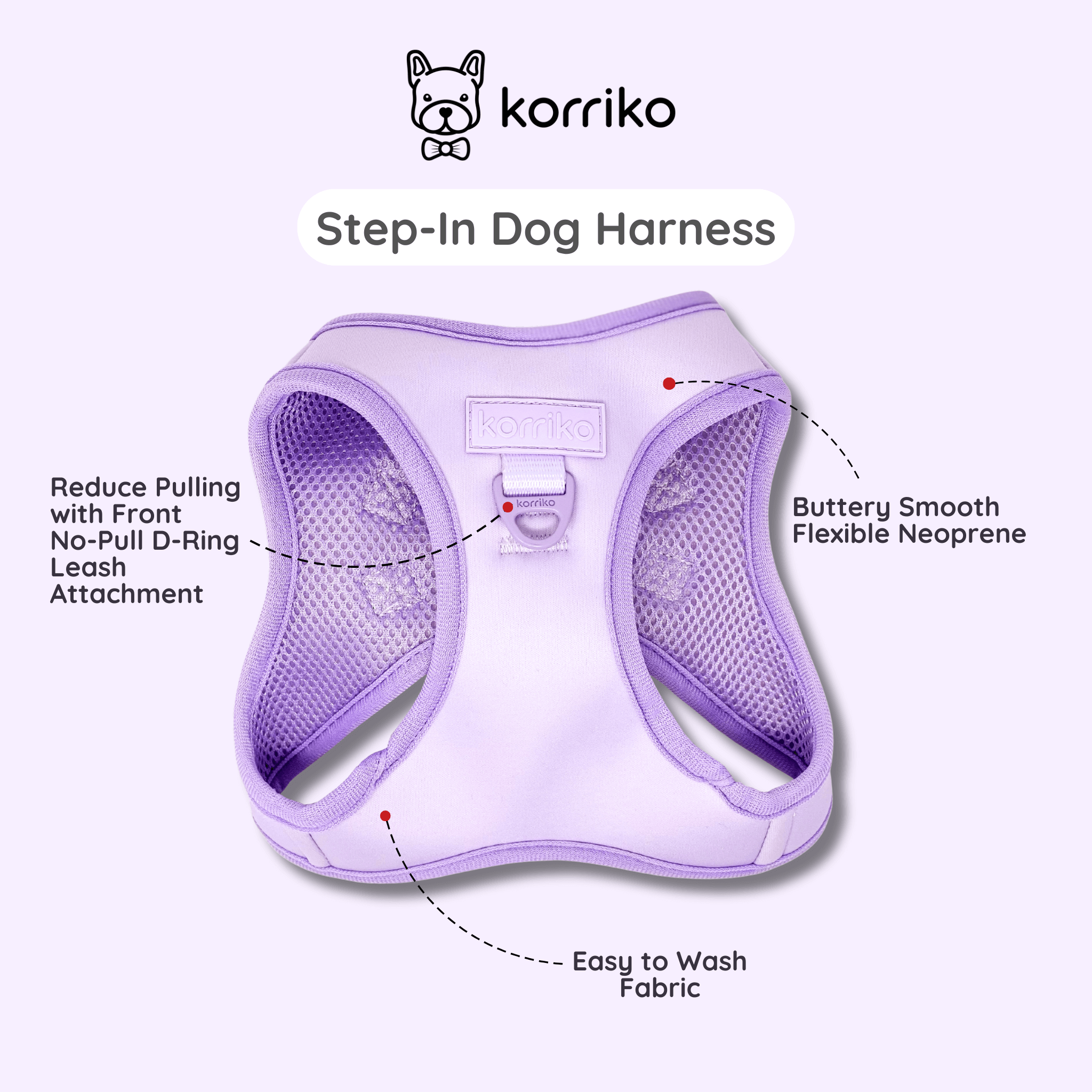 Step-In Dog Harness - Lilac (Final Sale)