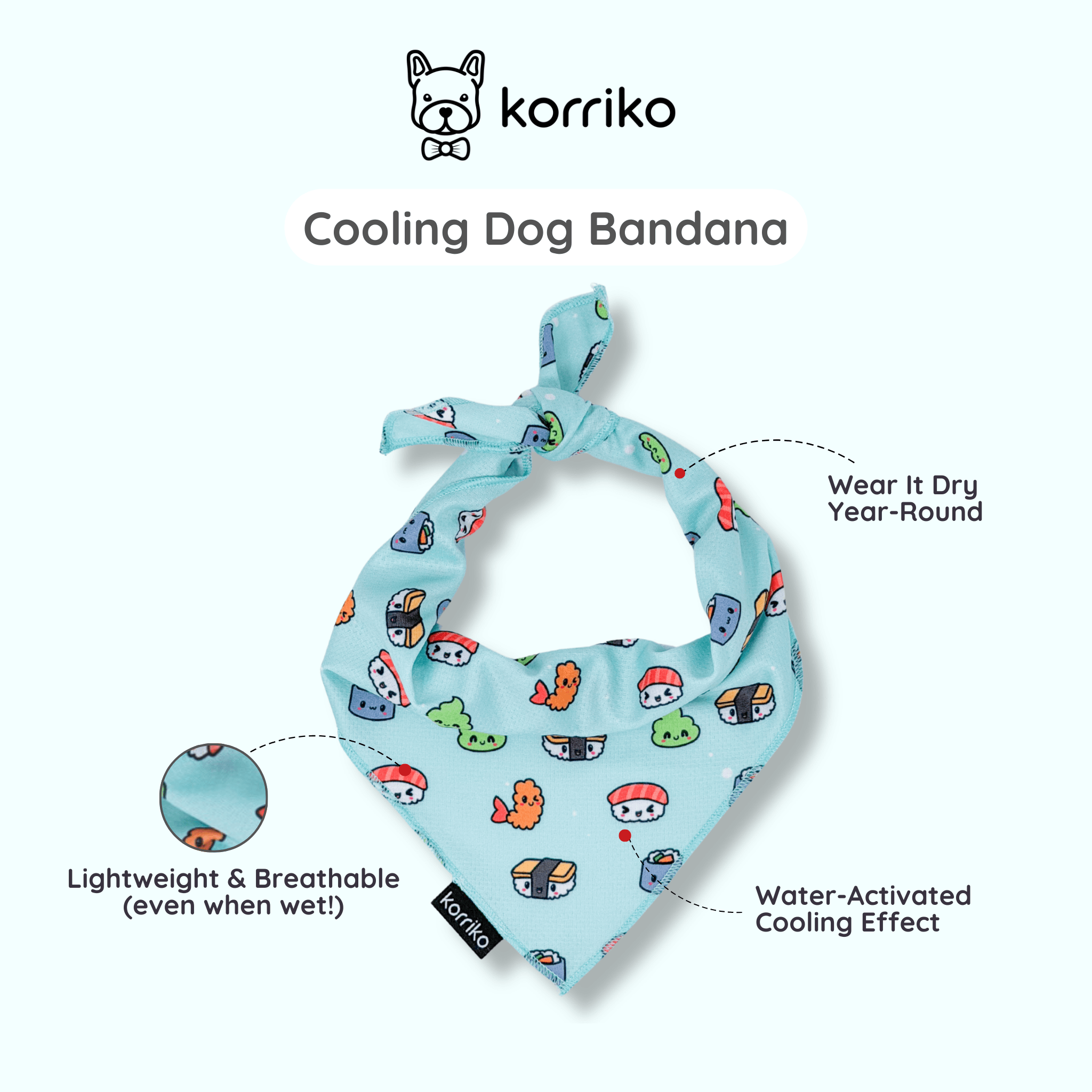 Cooling Dog Bandana - Sushi