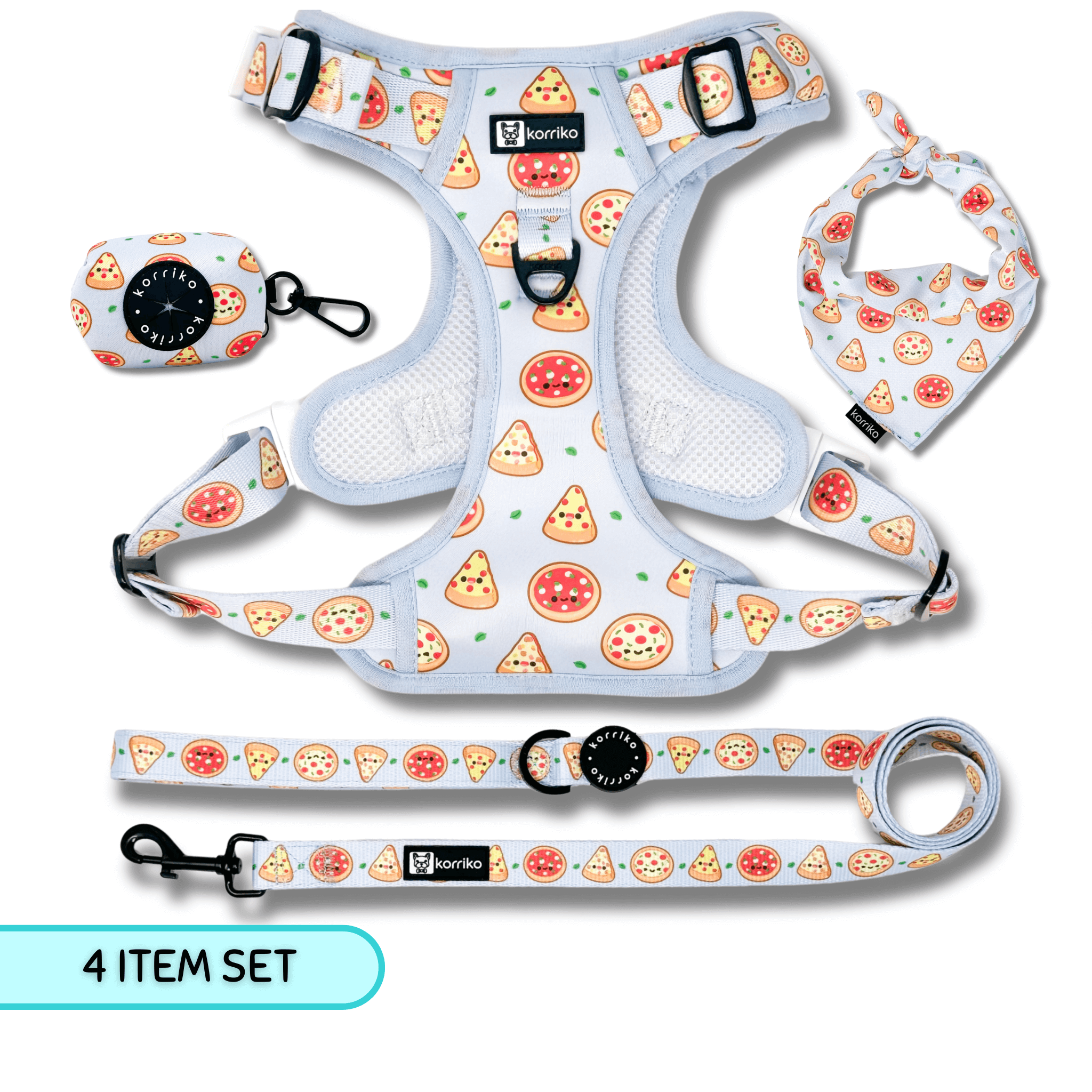Pizza Ultimate Harness Bundle Set | 4-Piece Matching Dog Walking